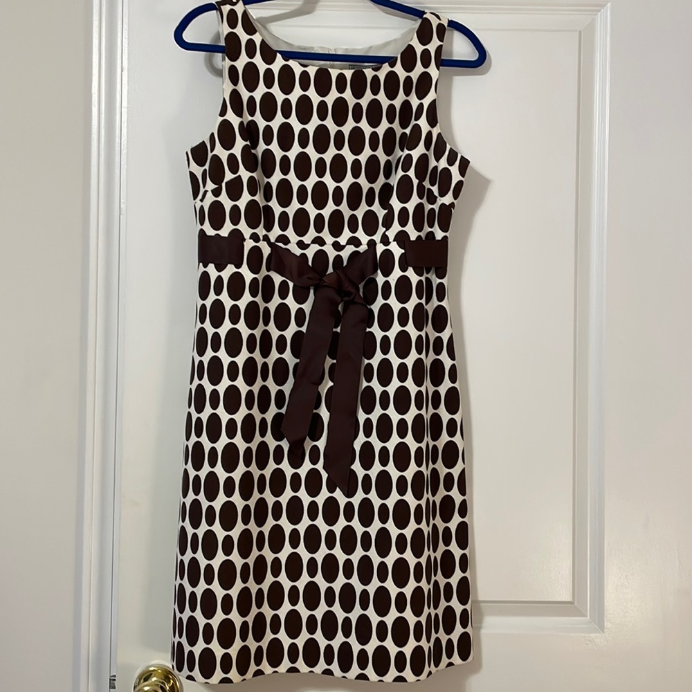 Jessica Howard Cream and Brown Polka Dot Dress